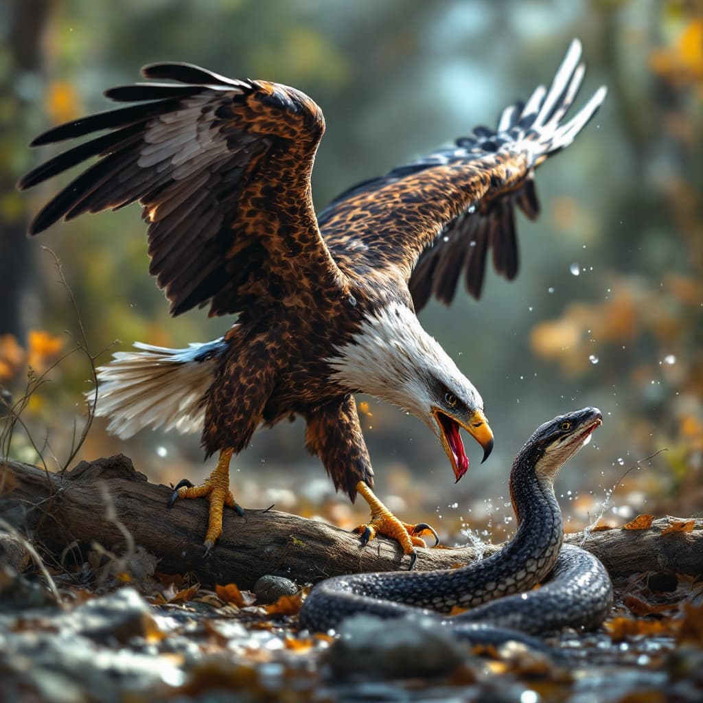 AI generated: eagle is hunting a snake