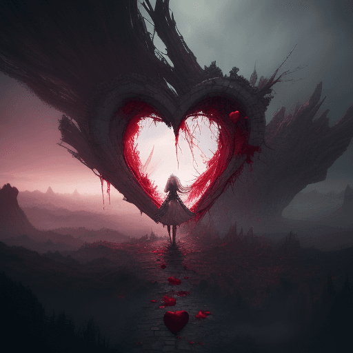 AI generated: High resolution fantasy heart, broken and bleeding, 8k