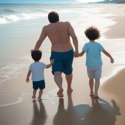 AI generated: Beach,25 years old father and 20 years old mother,two year old son,playing,8k