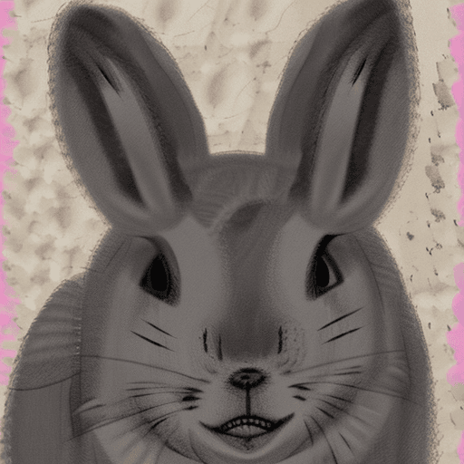 AI generated: A whimsical, grungy, soft pencil illustration of a fluffy rabbit with a messy, windswept appearance ...