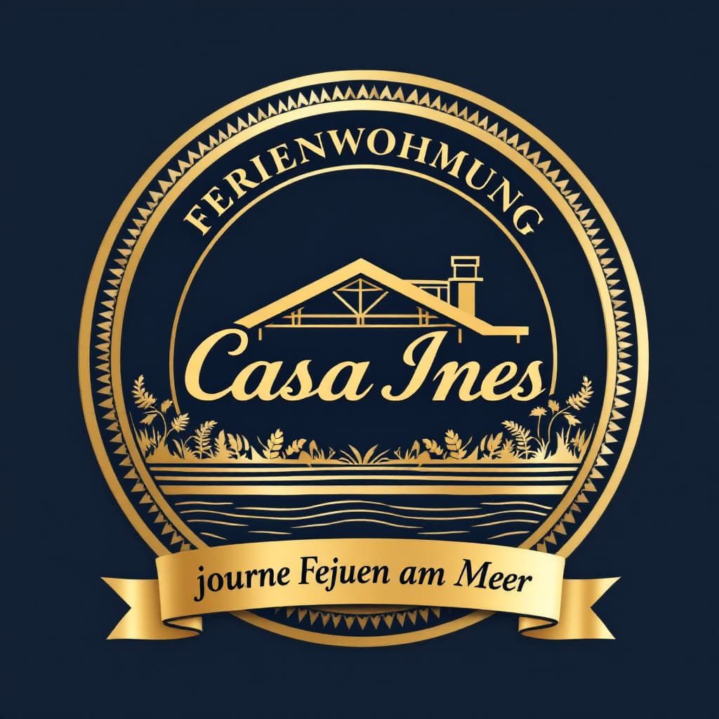 AI generated: the official seal reading at the top "Ferienwohnung" in the middle emphasized "Casa Ines", reading a...