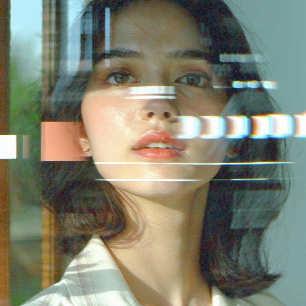 AI generated: distortion effect failure of an old image being rewound of jo yuri