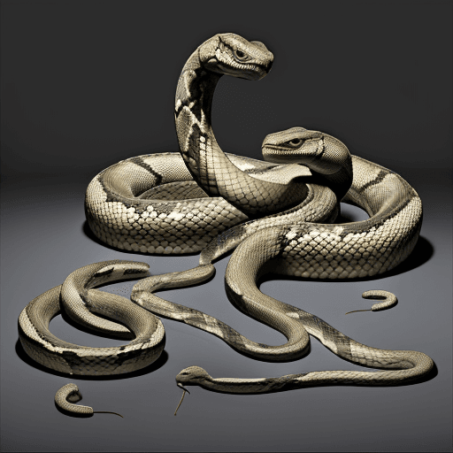 AI generated: In this version, the snake is headless -- stilled like a cord unraveled from the lovers' ankles. 