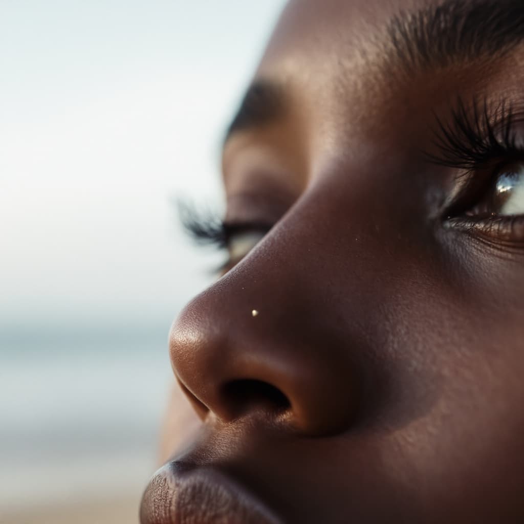 AI generated: 35 YEARS african cameroonian girl 

nostril close up