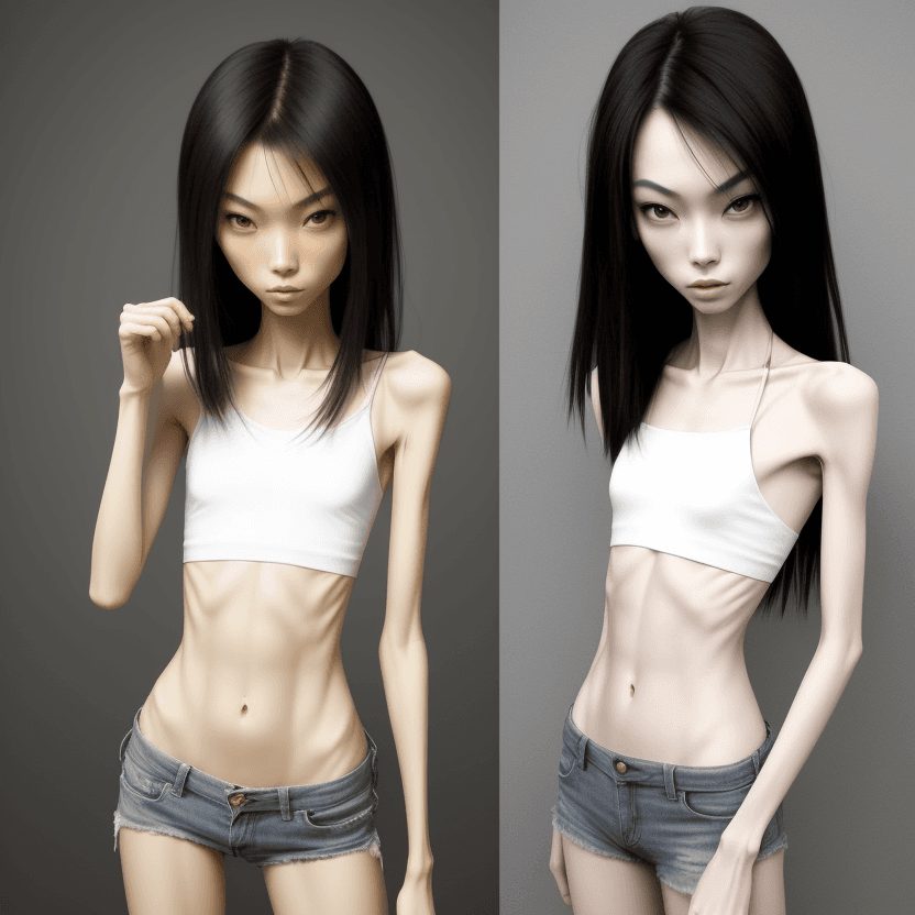 AI generated: extreme beautiful skinny asian face of skinny (almost anorexic) girl
