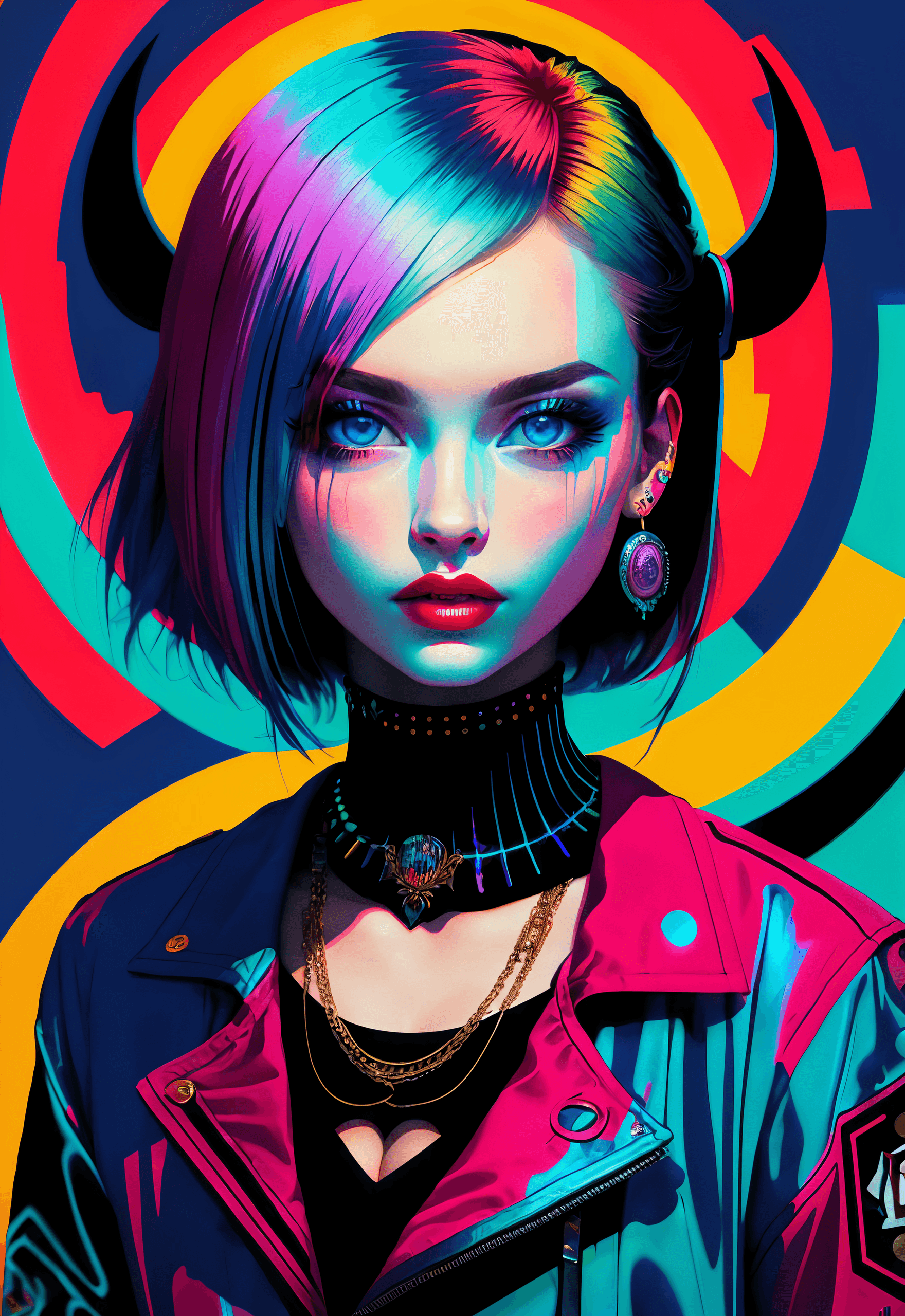 AI generated: style of Tristan Eaton , iridescent , Woman, UHD, HDR, 8K, (Masterpiece:1.5), (best quality:1.5)
