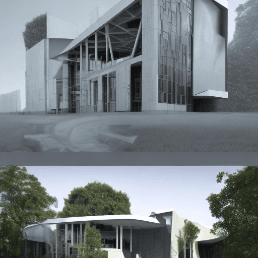 AI generated: Create an imaginative and realistic digital rendering of a modern building design that seamlessly in...
