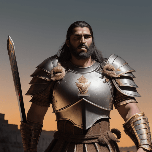 AI generated: Gladiator Maximus Desimo Meridio, commander of the armies of northern Rome, very detailed and super ...