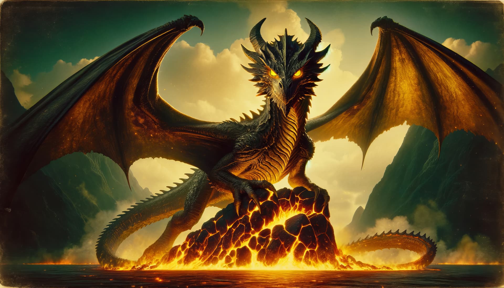 AI generated: Create an image of the dragon in the style of "oldtime1", a classic, vintage aesthetic. The dragon, ...