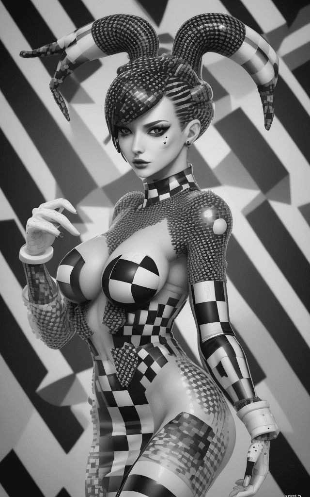 AI generated: black and white checkered background,(best quality, 4k, 8k, highres, masterpiece:1.2),ultra-detailed...
