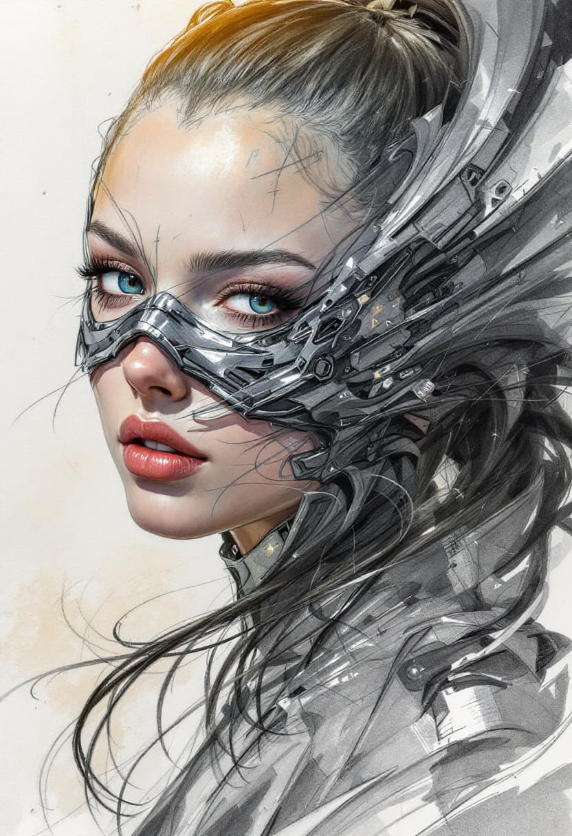 AI generated: Sketch, Beautiful colored pencil line art, Beautiful curves and lines, Fine brush technique, Beautif...