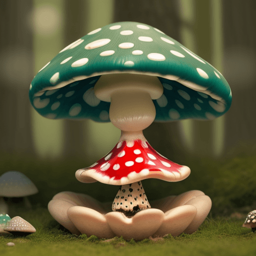 AI generated: une photo d'un champignon amanita muscaria qui serait une illustration d'un homme sage en méditation...