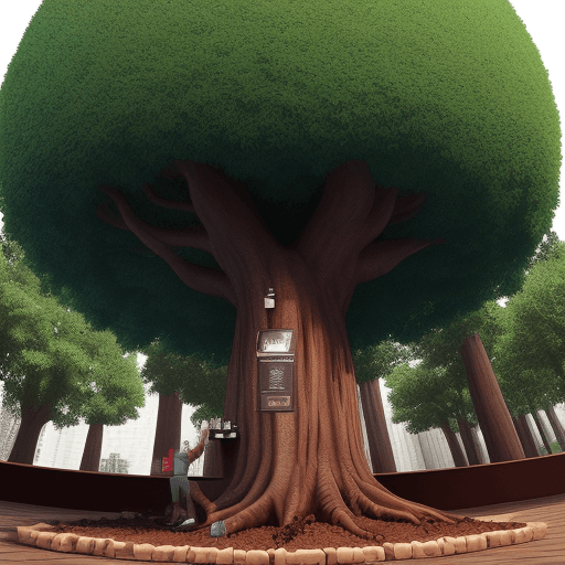 AI generated: a big tree and coffee qr