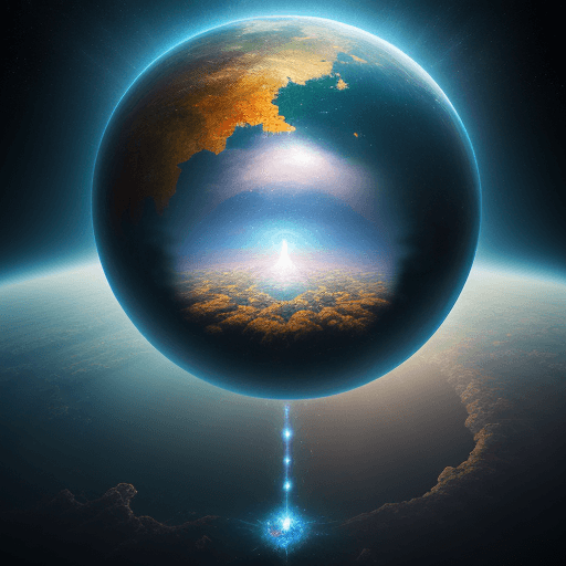 AI generated: a world within a world::5 fantasy art, shot from space, ultra detailed::3 heaven and hell::2