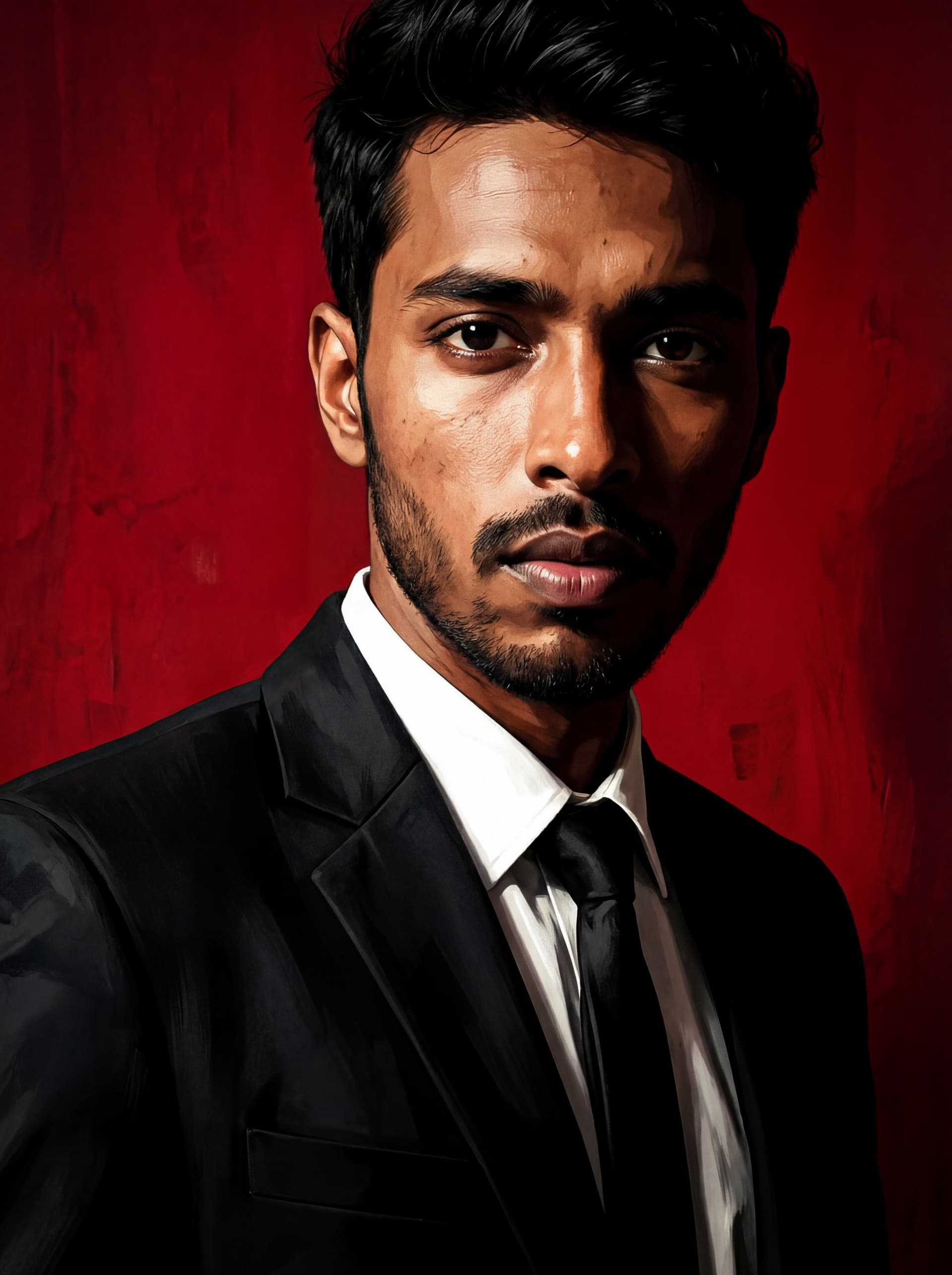 AI generated: Transform the person from Image 1 using the cinematic style, lighting, look and mood of Image 2.

Cr...