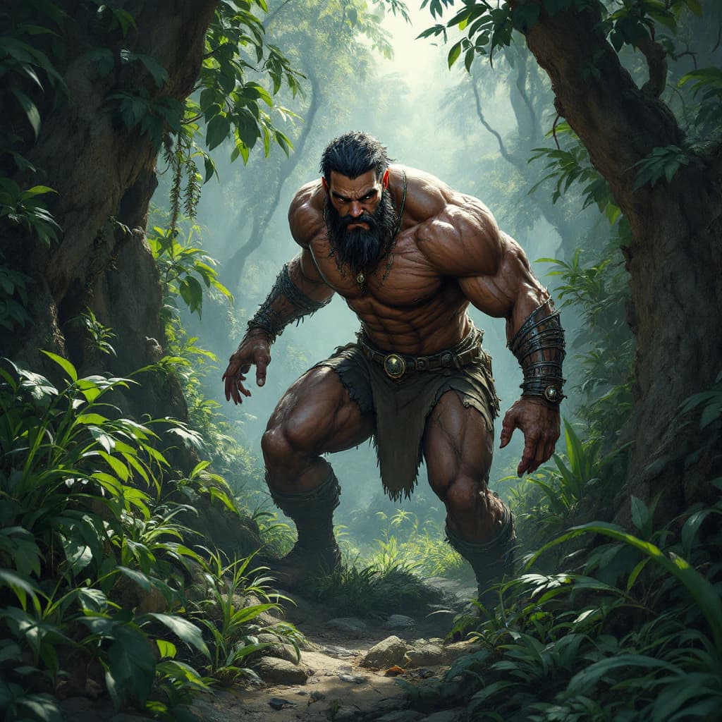 AI generated: A sigma male in the wild jungle