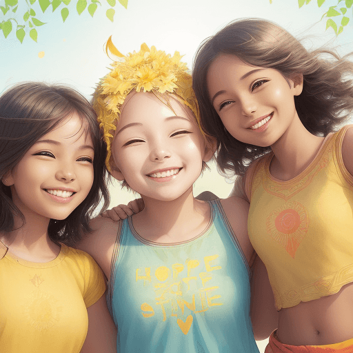 AI generated: An image of smiling people symbolizing hope and radiance:* This picture captures the hopeful express...