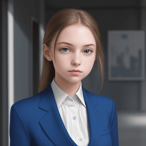 AI generated: Portrait of a young girl, business blue suit
