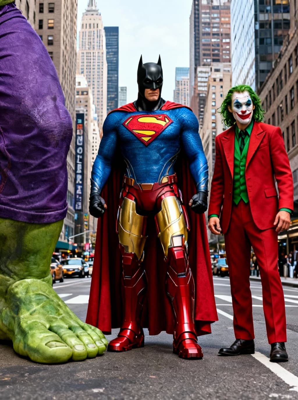 AI generated: create a new character combining all the images, the background is new york