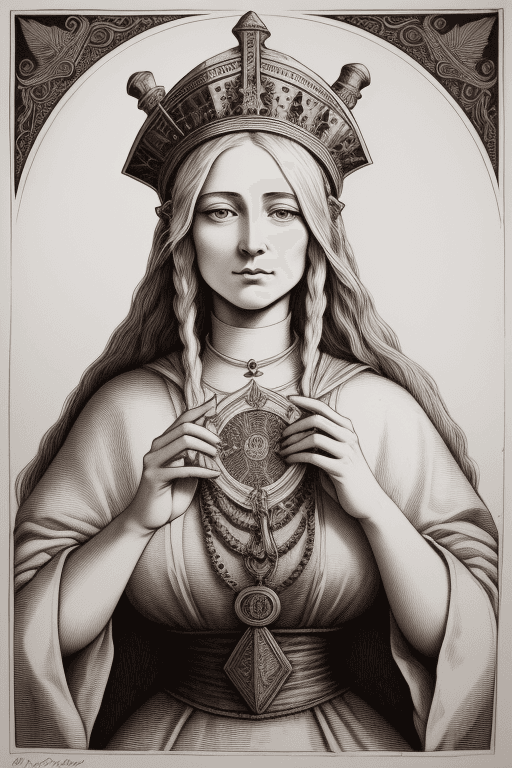 AI generated: the high priestess in the style of a 19th century engraving, trending on artstation, highly detailed...