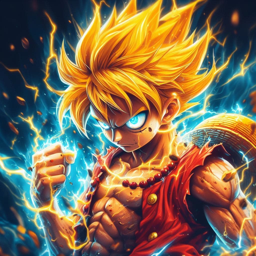 AI generated: a super saiyan Luffy

