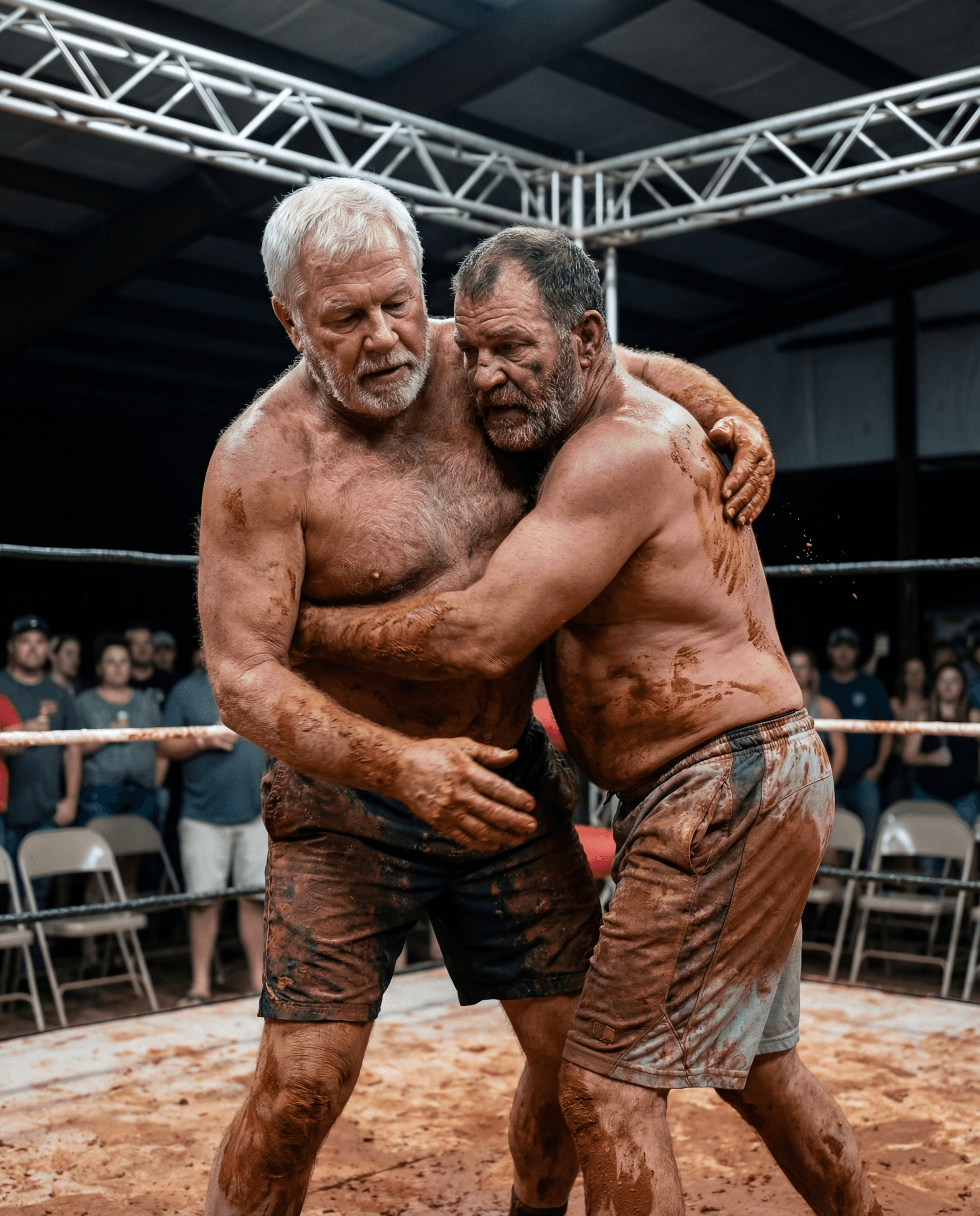 AI generated: RAW DOCUMENTARY SPORTS PHOTOGRAPH
LOCAL AMERICAN RED CLAY MUD WRESTLING — VERTICAL 9:16
ASPECT / OUT...