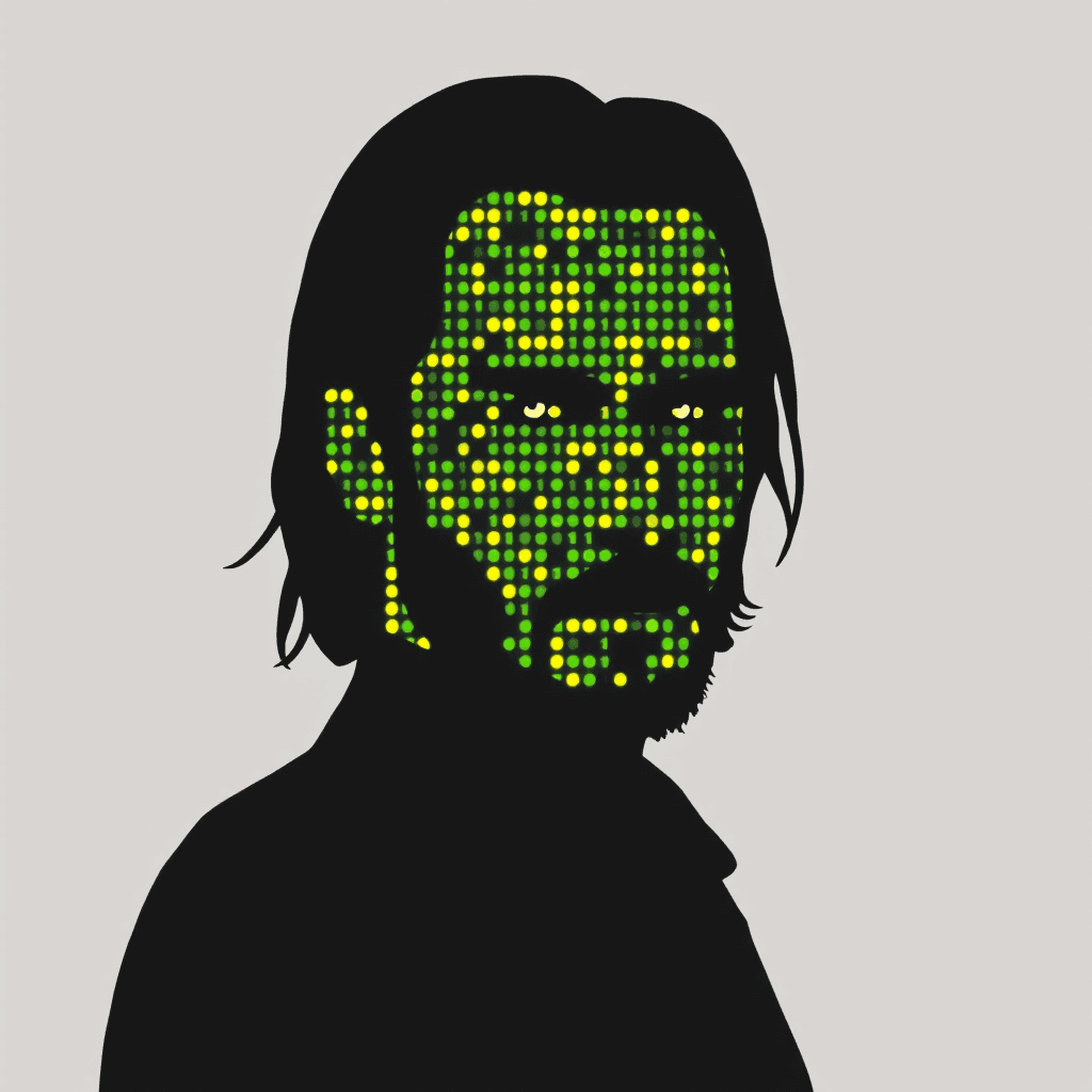 AI generated: a simple green number dots forming the shape of Keanu Reeves , flat design, vector illustration, on ...