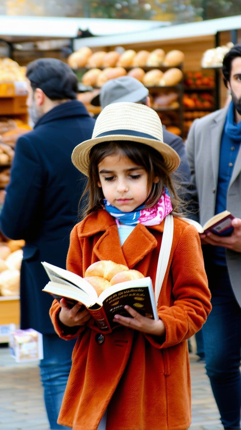 AI generated: and background blurry image that mixes the iranian market with persian people and german people and ...