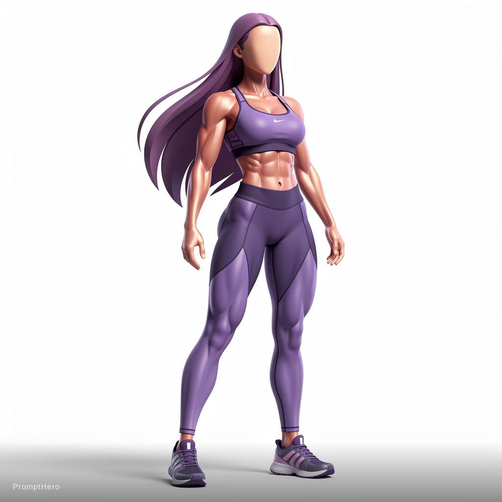 AI generated: A stylized, faceless, style vector 3d-female supermodel character, stands and shows her perfect figu...