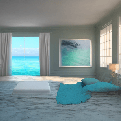 AI generated: Bedroom melting into the ocean, 4k