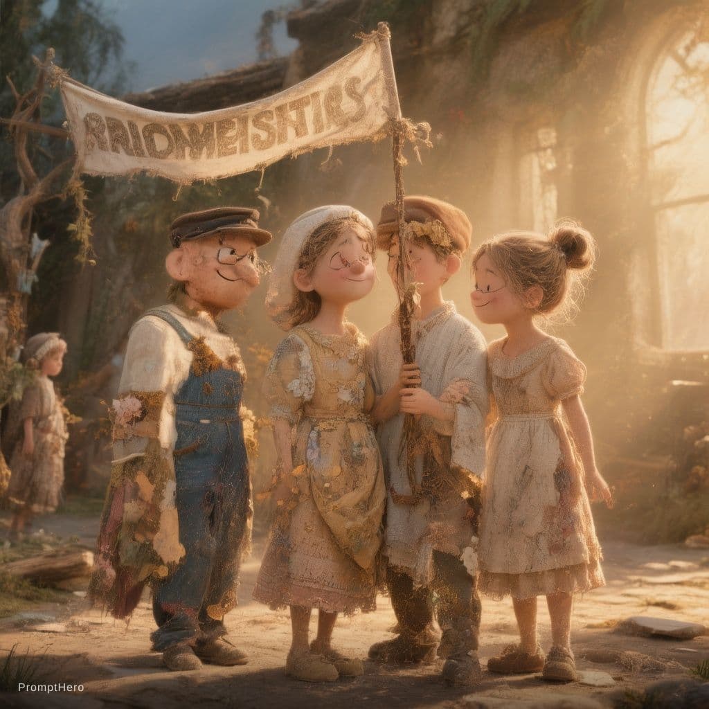 AI generated: following Jesus together AI tarpaulin for kids 3d

