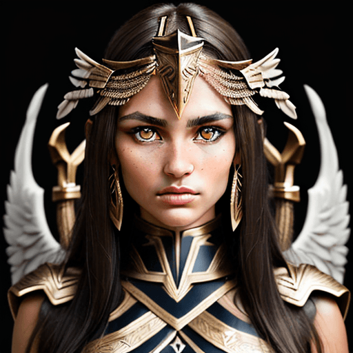 AI generated: ortrait photo  of a attractive Valkyrie Athenea,  olive skin, long dark hair, beautiful bone structu...