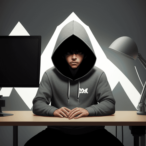 AI generated: Create character with hoodie , sitting on chair at desk in a dimly lit room, looking at pc screen, s...