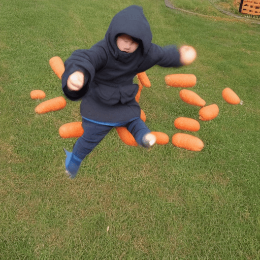 AI generated: potato ninja fjumping over the carrot
