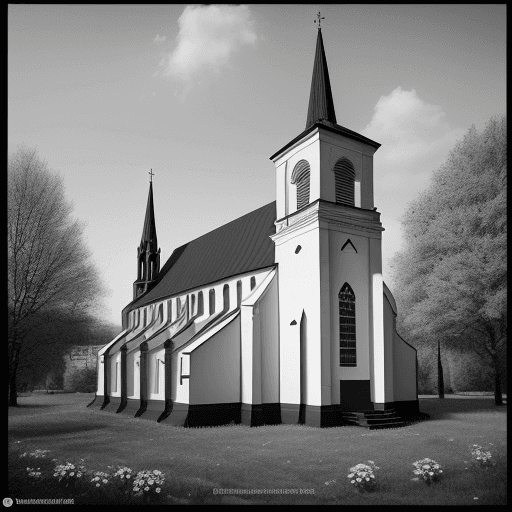 AI generated: Generate a photo showing a black-and-white painting of St. Andrew's Church in Kyiv. Make it very sim...