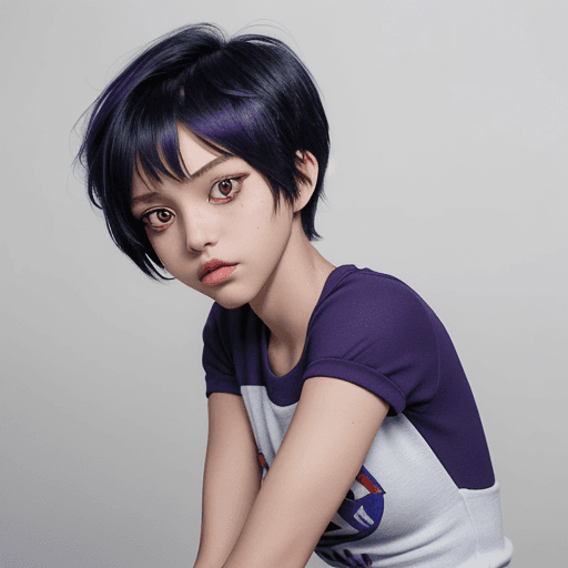 AI generated: "boku no hero academia" "My hero academia style" (a thin girl, with light tan skin color, bright red...