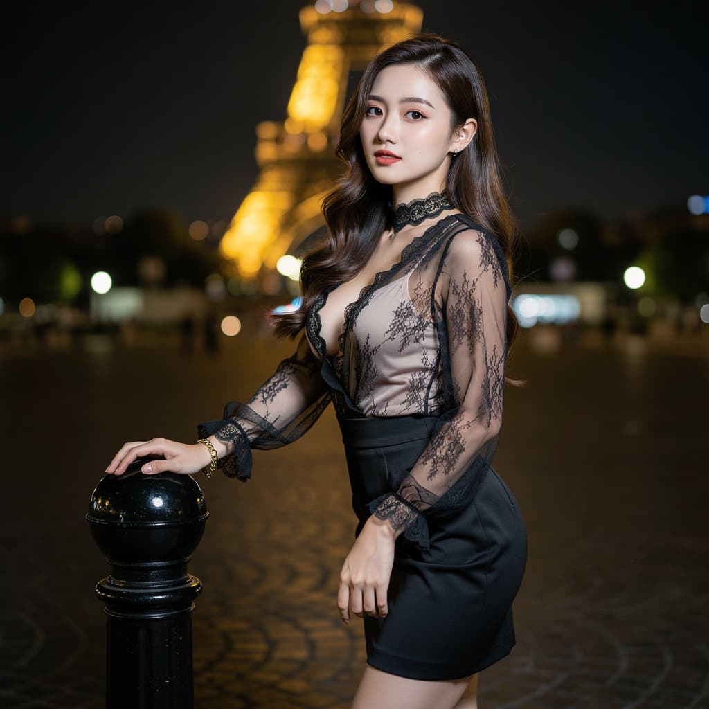 AI generated: A highly detailed, photorealistic, cinematic medium shot of a stunning young East Asian woman posing...