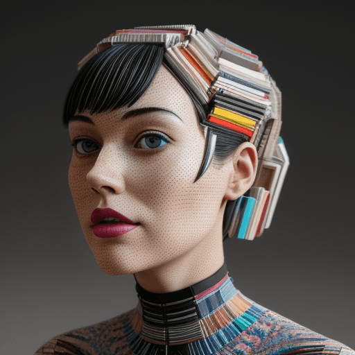 AI generated: A woman made with mid-century modern collage, made of random shapes cut from fashion and science mag...