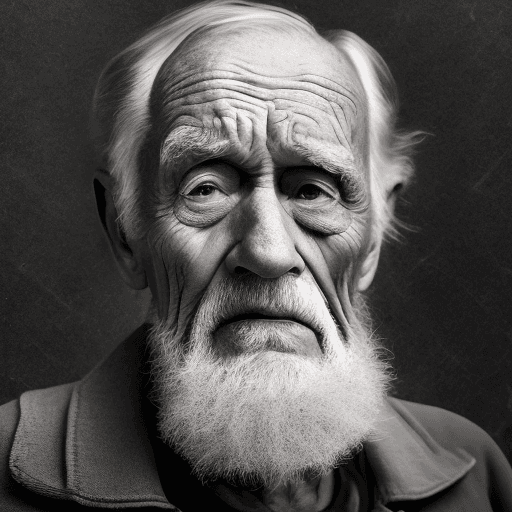 AI generated: An image of a very tired old man, black background settings, highly details  The facial expression r...
