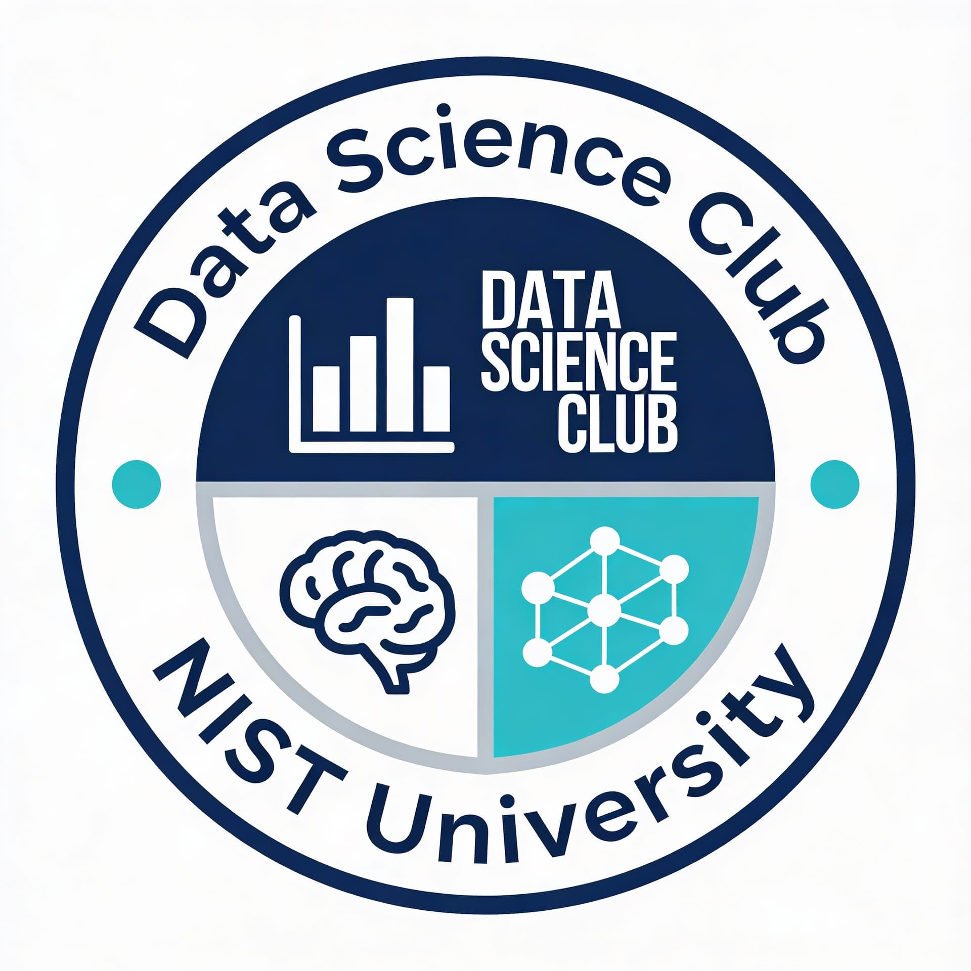 AI generated: A modern, minimal logo for the Data Science Club at NIST University.
Incorporate data science elemen...