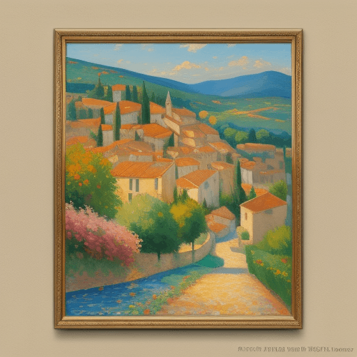 AI generated: impressionist painting on canvas of Provence, in the style of impressionist masters, warm colors, de...