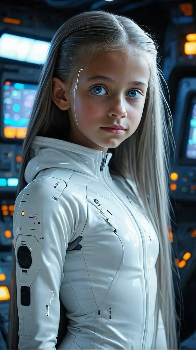 AI generated: exceptionally beautiful teen year old girl, platinum very long Dark Ash Blonde hair, (masterpiece), ...