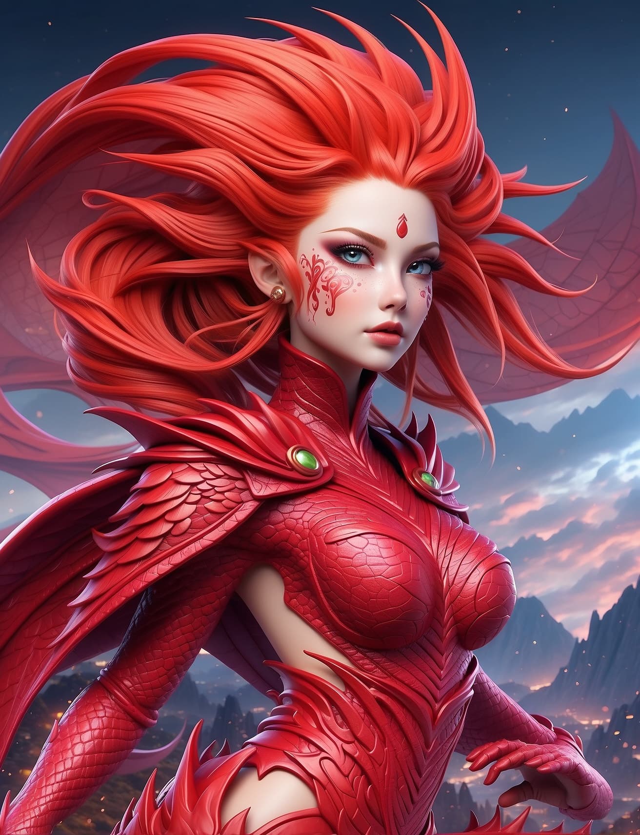 AI generated: A captivating alien female draconian shapeshifter is depicted in this vibrant and detailed digital d...