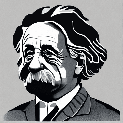AI generated: Duotone portrait illustration of albert einstein, two colors