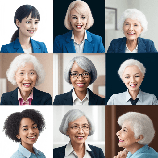 AI generated: A collage of diverse professionals engaging with age care clients. looks like real people
