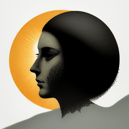AI generated: Sun profile + Halftone pattern + editorial illustration of the memento morti + higly textured, genre...