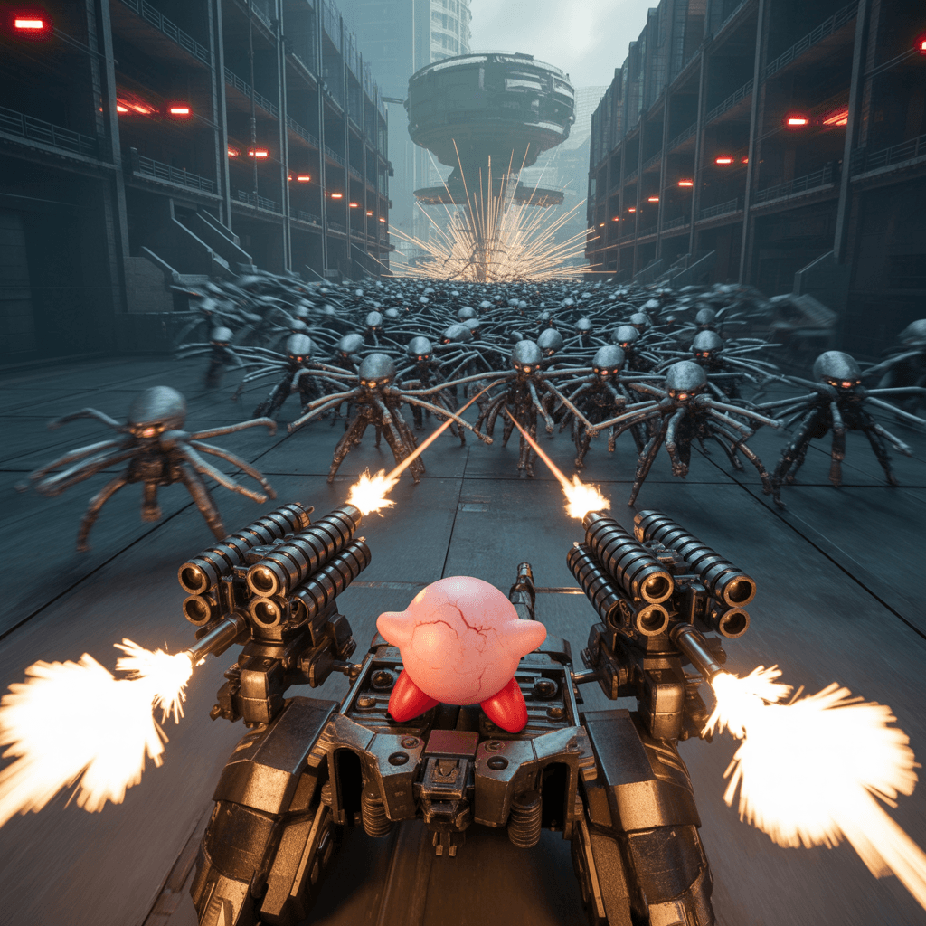 AI generated: A high-intensity depiction of the Battle for Zion from *The Matrix*. The vast subterranean dock of Z...