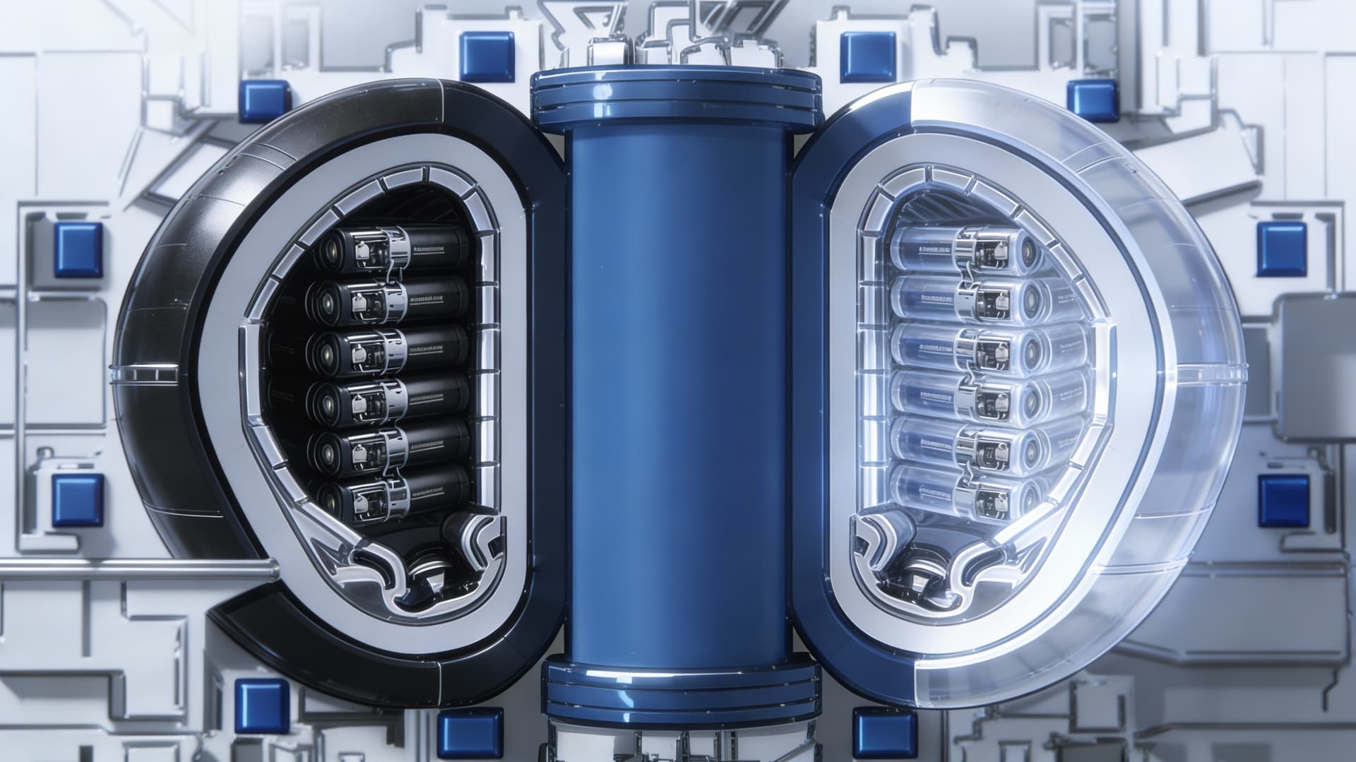 AI generated: Use the Reference Images to reimagine the View of the Energy Charger Packs. Change Center Clear clin...