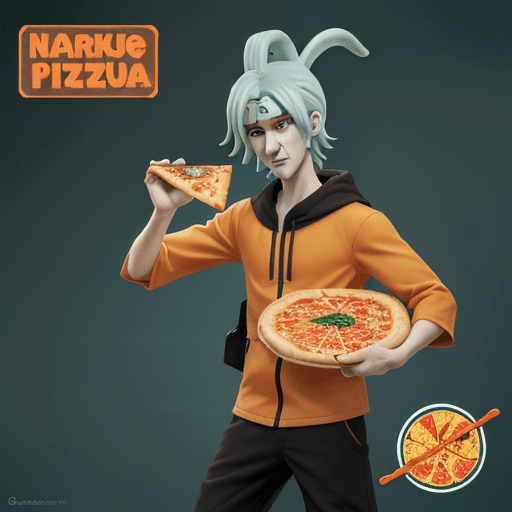 AI generated: Squidward, 4k, holding a pizza, naruto style