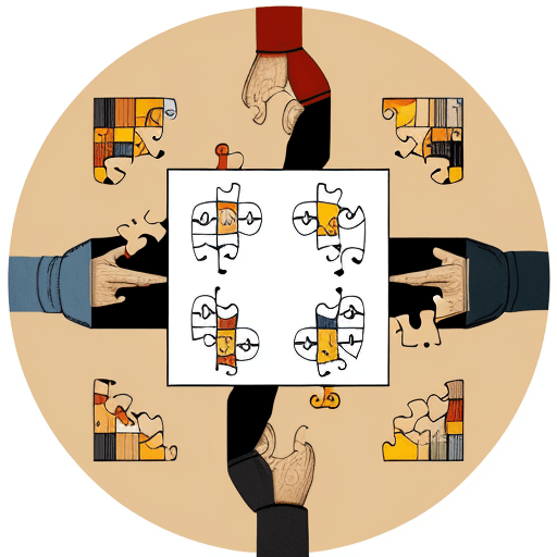 AI generated: Icon with two scribbled persons with a piece of puzzle in their hands
